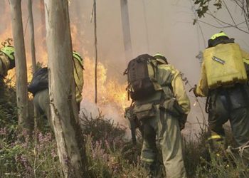 El MITECO despliega una brigada y medios aéreos para colaborar en la extinción del incendio declarado en Rubiá (Ourense)