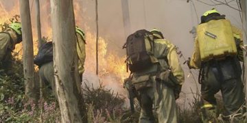 El MITECO despliega una brigada y medios aéreos para colaborar en la extinción del incendio declarado en Rubiá (Ourense)