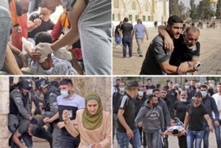 Más de 300 palestinos heridos por la brutal represión israelí en la explanada de Al Aqsa de la Jerusalén ocupada
