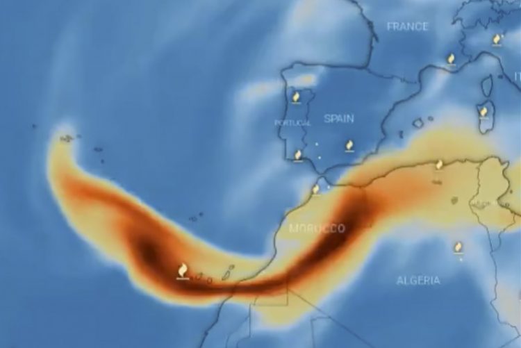 Este jueves podría llegar a Cádiz una nube de dióxido de azufre procedente del volcán de La Palma