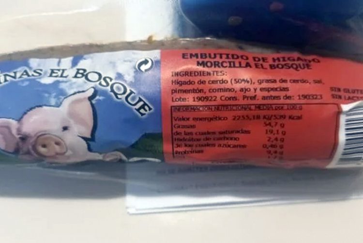 Salud retira del mercado el embutido de hígado (morcilla) elaborado por una empresa de Cádiz